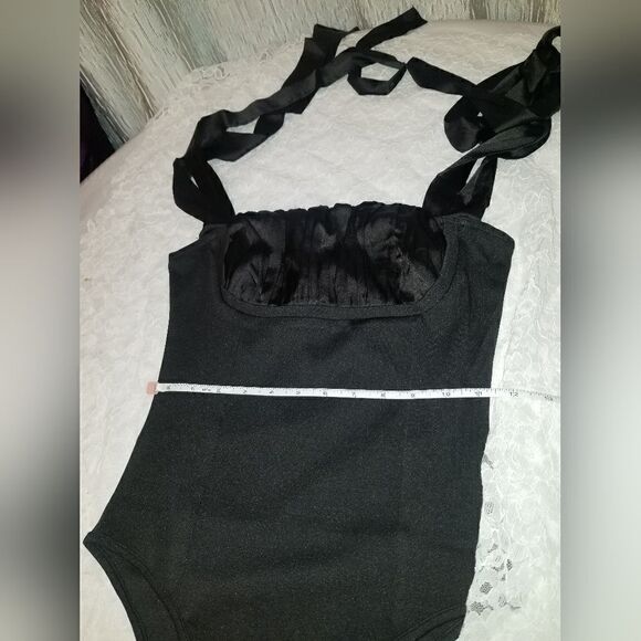 Umenlele Women's Satin Ruched Sleeveless Tie Shoulder Square Neck Bodysu…Large - Picture 11 of 14